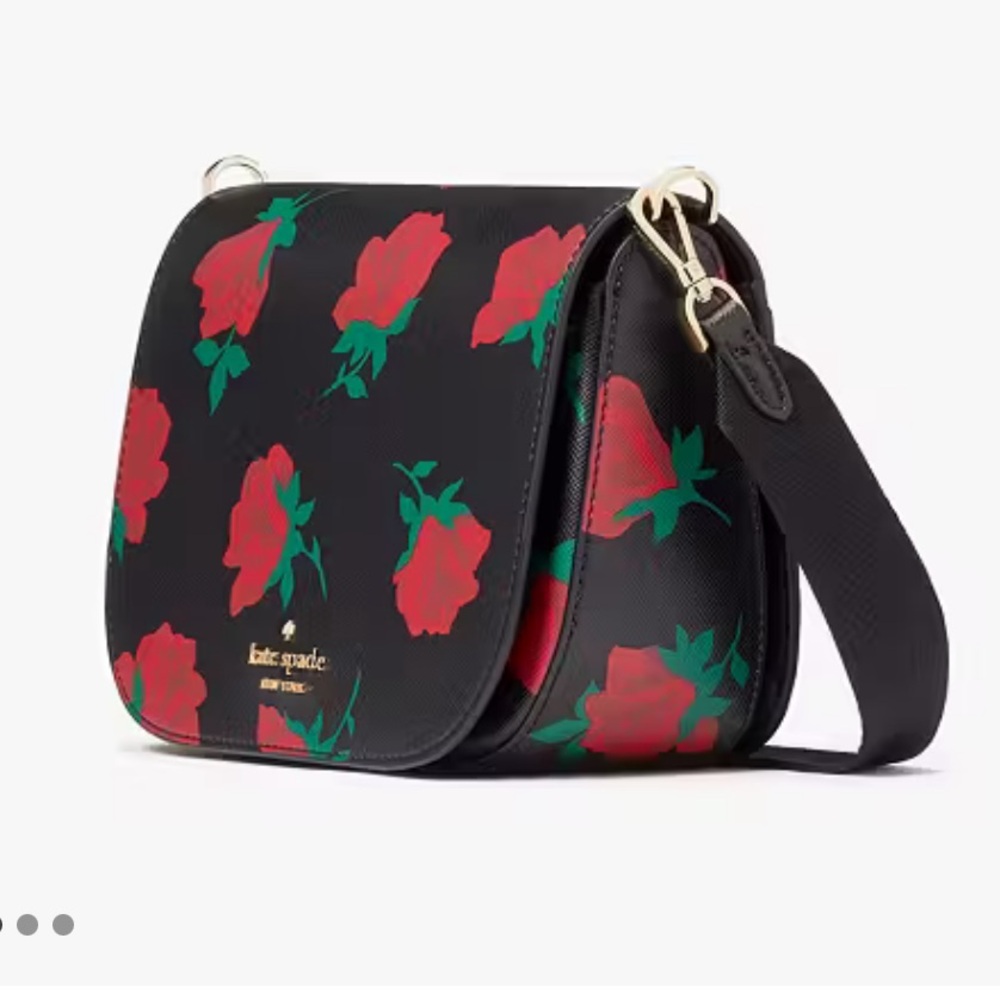♠️🌹NWT Kate Spade Madison Rose Toss Printed Saddle Bag Crossbody